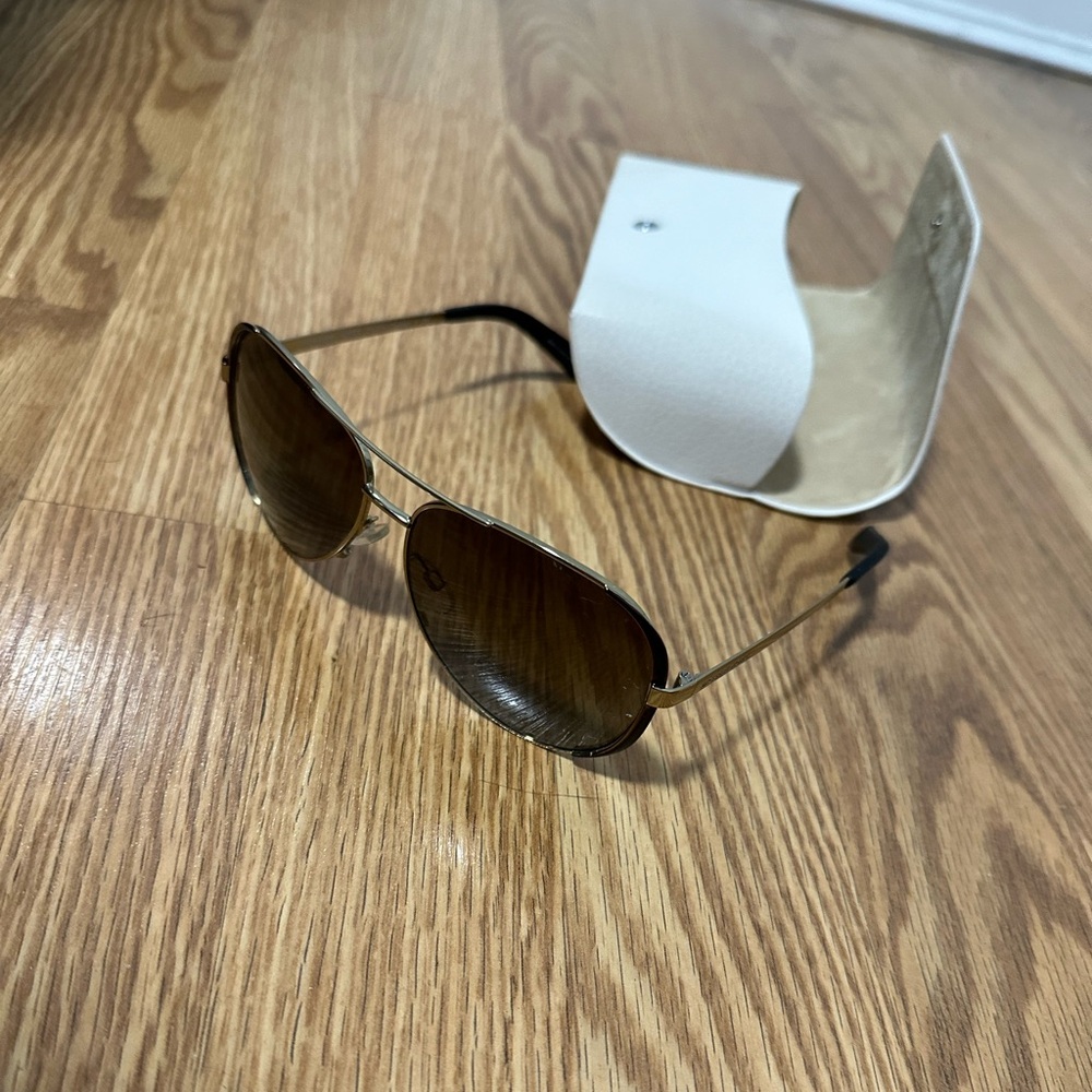 Michael Kors Aviators Gold Tinted Polarized Sunglasses
